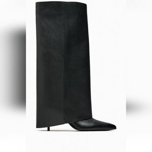 ZARA Black Gaiter Heeled Boots – Size 6.5